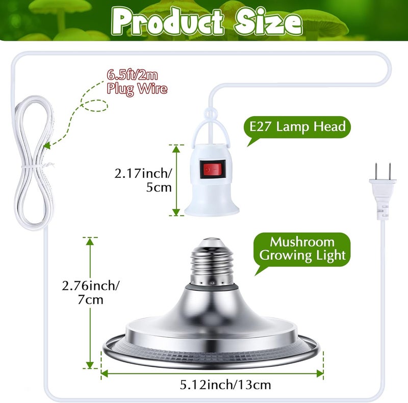 Meonum عبوة 2 من أضواء LED لنمو الفطر مع طيف فريد لمصباح نمو الفطر مع سلك تمديد بطول 4.9 قدم لمبات ضوء معلقة مع LEDs بيضاء وزرقاء للنباتات الداخلية - Image 3
